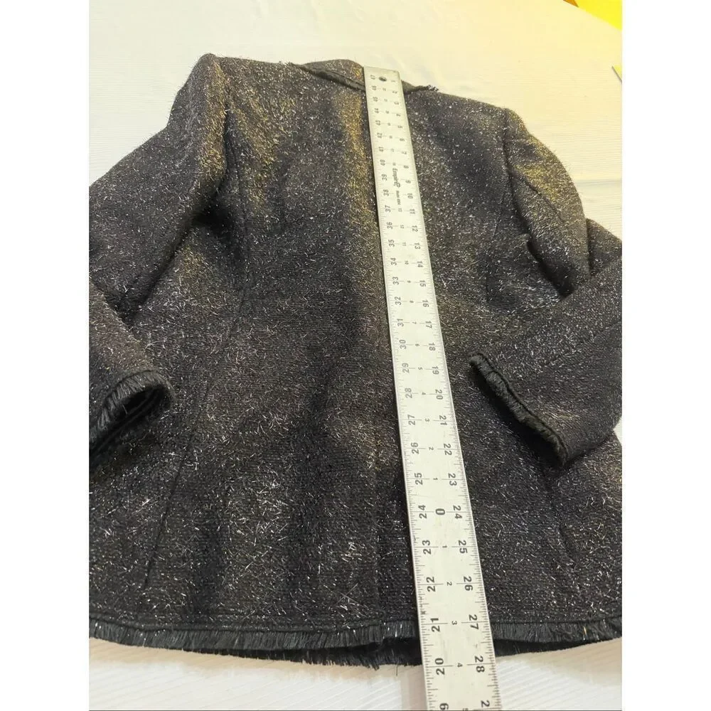 Kate Spade Black Tinsel Metallic Sequel Tweed Blazer Jacket Size 2 New